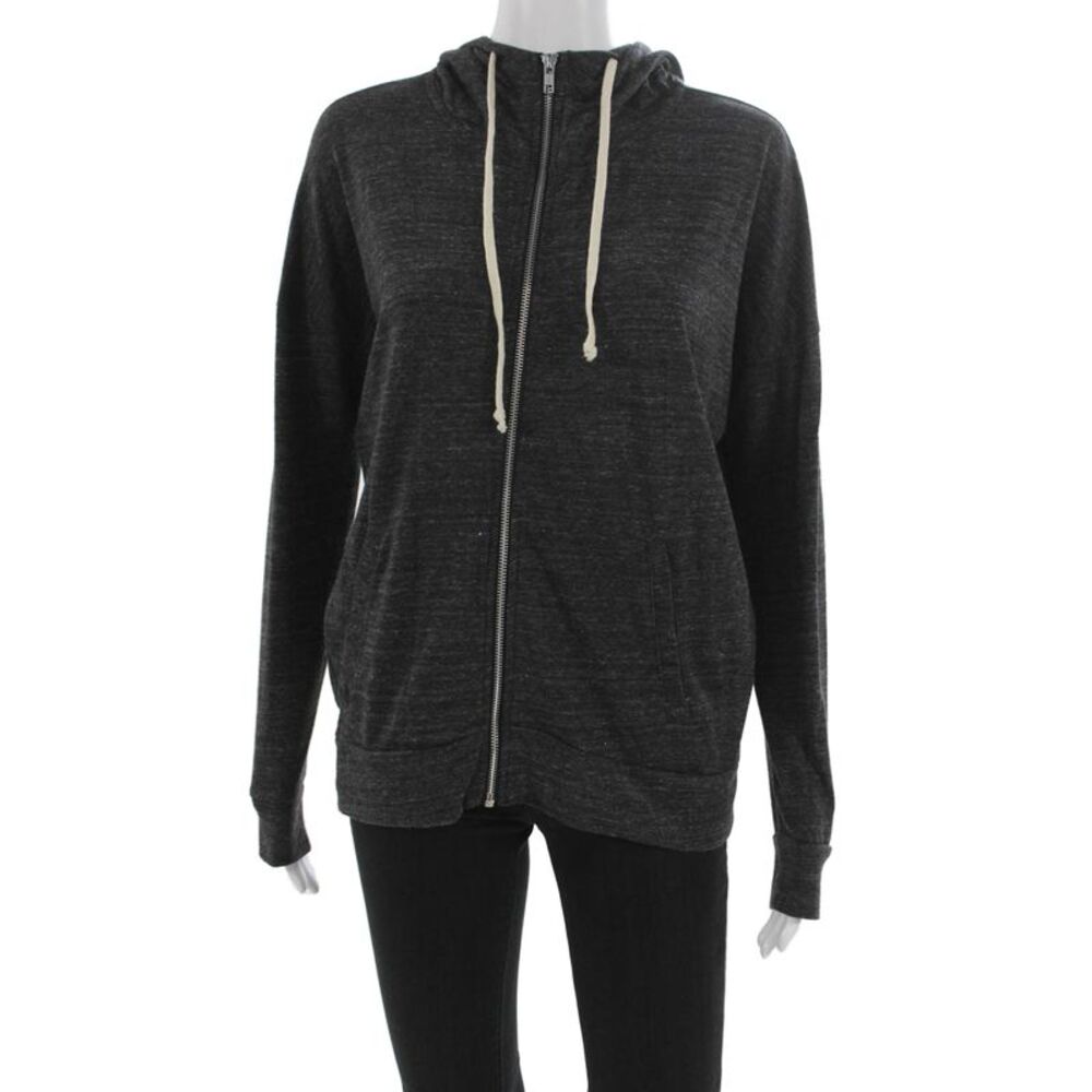 Hipchik Couture Womens Full Zip Floral Hooded Gray Polyester Hoodie Size S